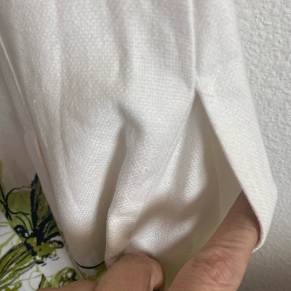 Talbots Size 8 White Green Linen Cotton Sleeveless Dragonfly Lined Dress Pockets - Picture 7 of 15